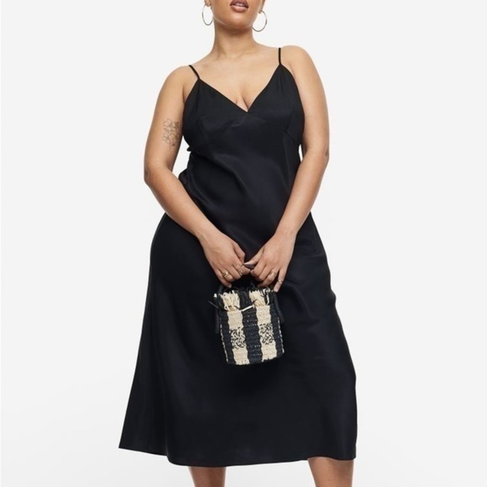 NWT black slip dress
